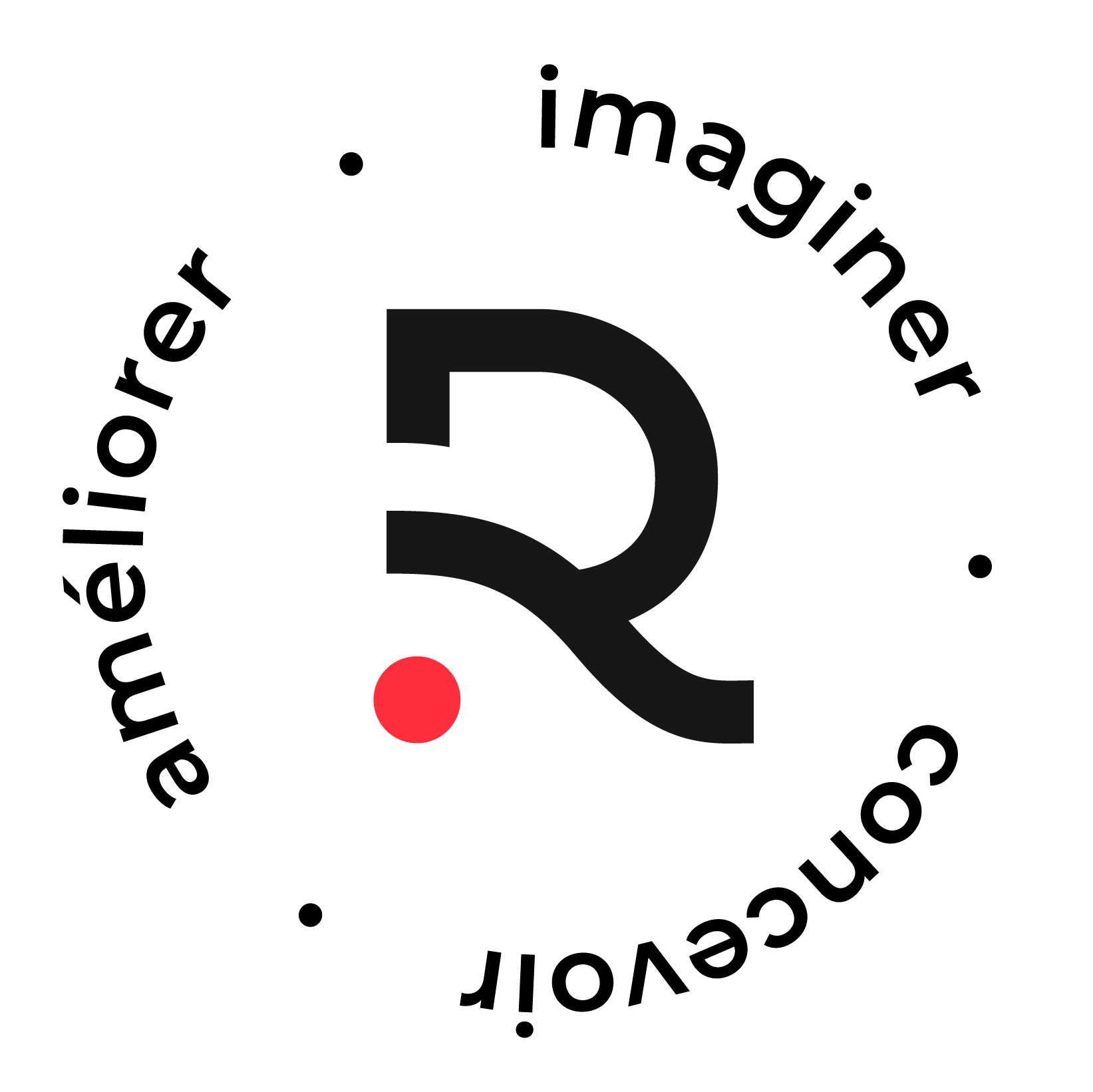 Agence Redwood - Agence conseil en communication digitale - Logo fond blanc ecriture noire point rouge