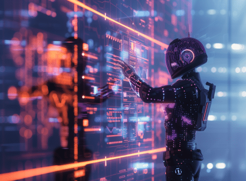 agents IA et innovations au-delà du battage médiatique, interface futuriste