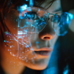 Un responsable marketing regarde la caméra dans une salle de réunion, entouré de rapports et de données générées par l’IA. La scène illustre la tension entre l'analyse humaine et les recommandations algorithmiques, un enjeu central des tendances médias 2026.