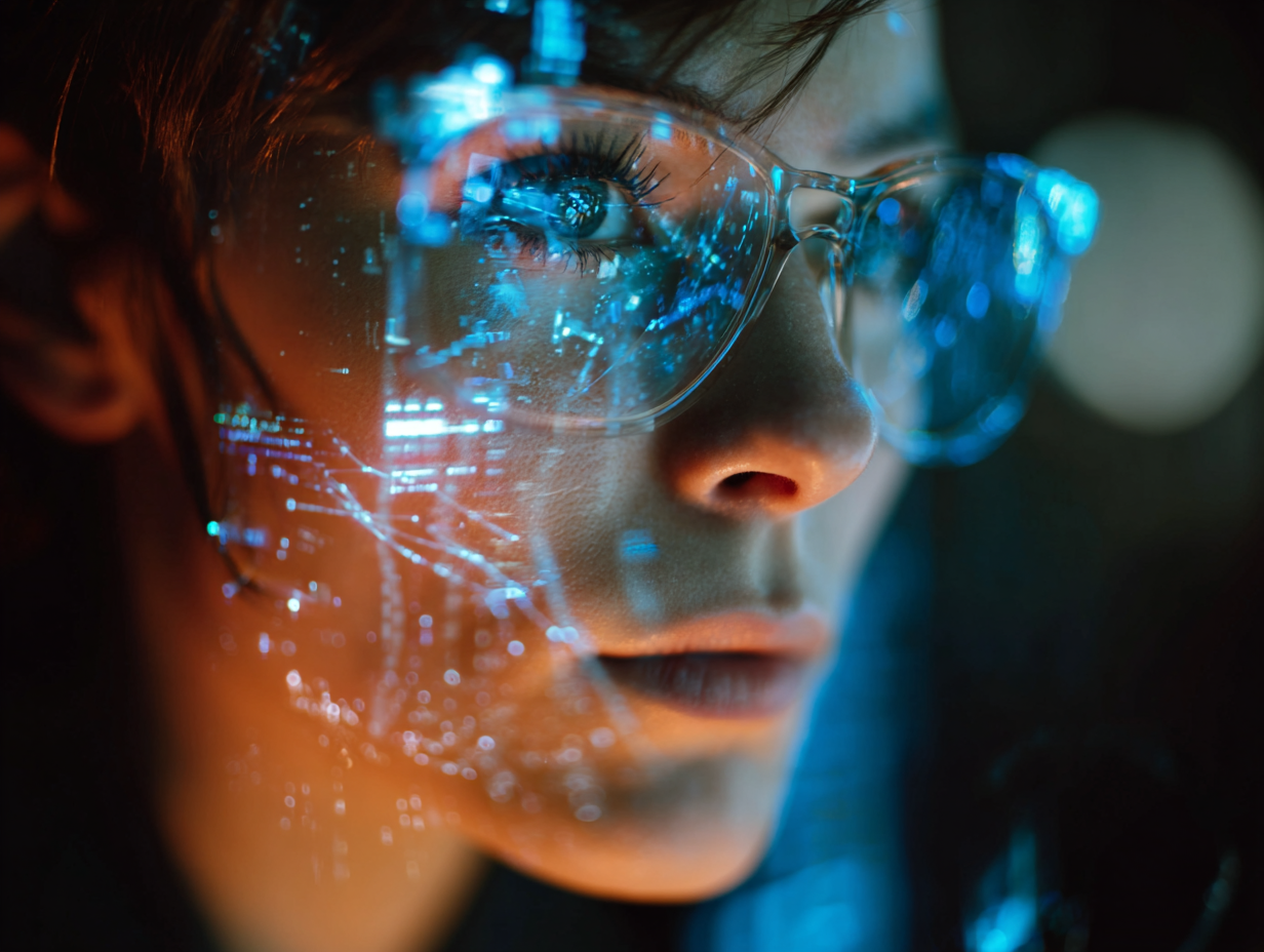 Un responsable marketing regarde la caméra dans une salle de réunion, entouré de rapports et de données générées par l’IA. La scène illustre la tension entre l'analyse humaine et les recommandations algorithmiques, un enjeu central des tendances médias 2026.